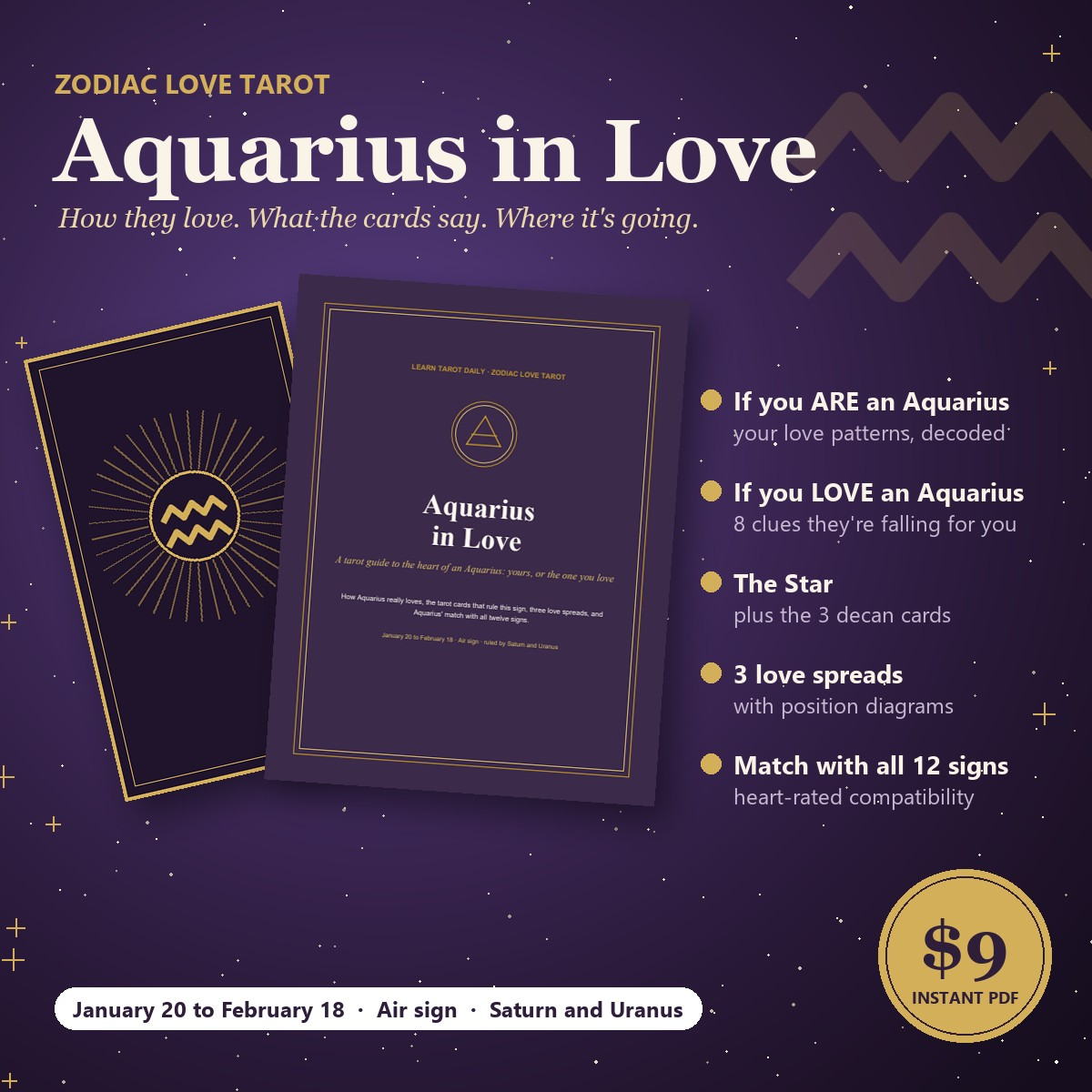 Aquarius in Love: zodiac love tarot guide with The Star