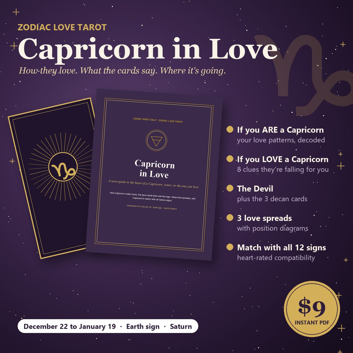 Capricorn in Love: zodiac love tarot guide with The Devil