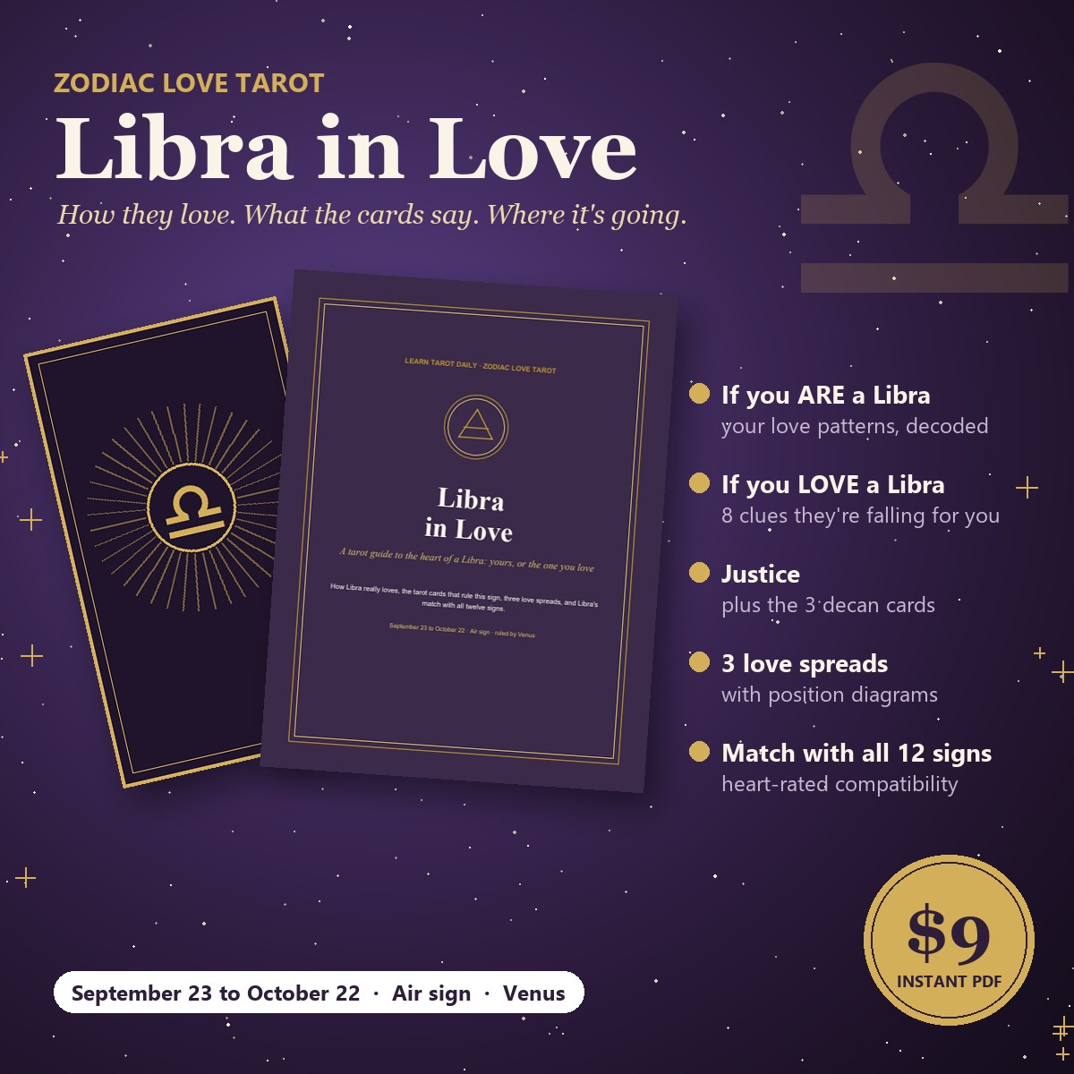 Libra in Love: zodiac love tarot guide with Justice