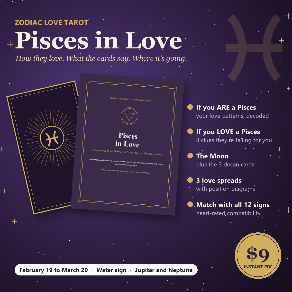 Pisces in Love: zodiac love tarot guide with The Moon