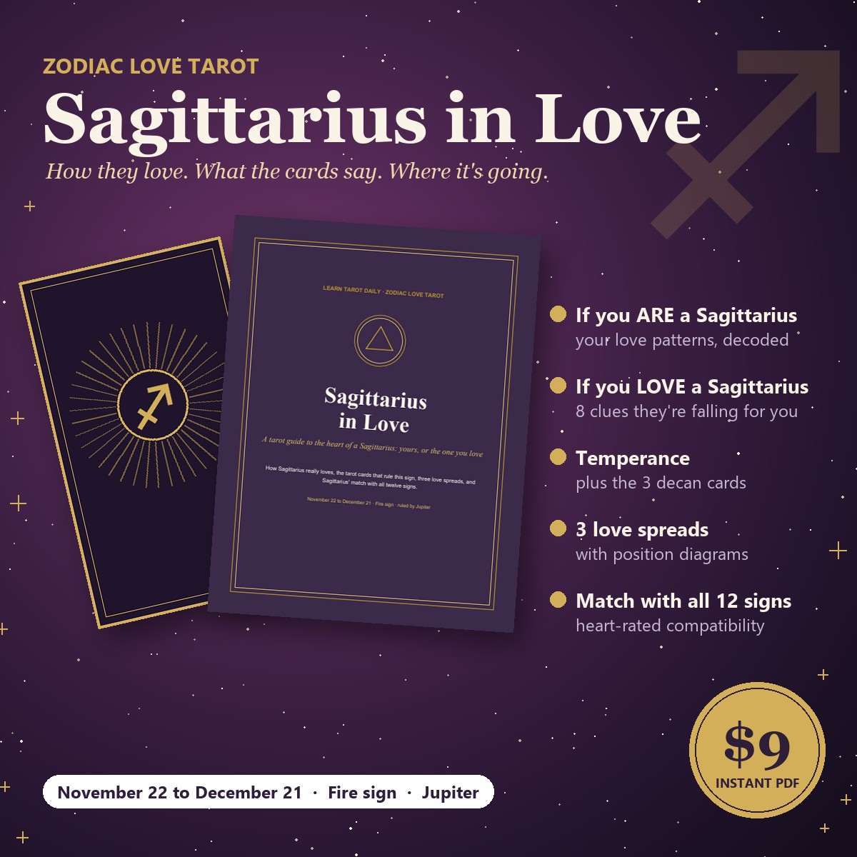 Sagittarius in Love: zodiac love tarot guide with Temperance